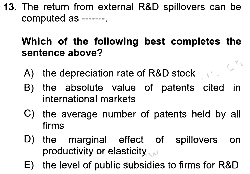 Economics Of Science Technology And İnnovation 2025-2026 Ara Sınav - 13. soru