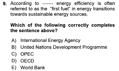 Energy Economics 2024-2025 Ara Sınav - 9. soru