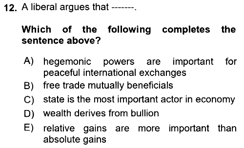 Global Political Economy 2021-2022 Ara Sınav - 12. soru
