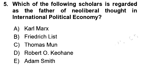 Global Political Economy 2024-2025 Yaz Okulu Sınavı - 5. soru