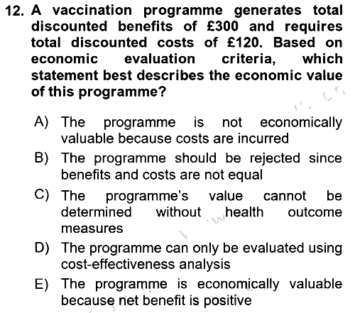 Health Economics 2025-2026 Ara Sınav - 12. soru