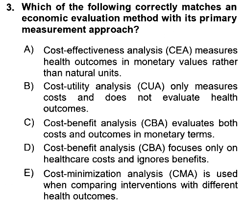 Health Economics 2024-2025 Yaz Okulu Sınavı - 3. soru