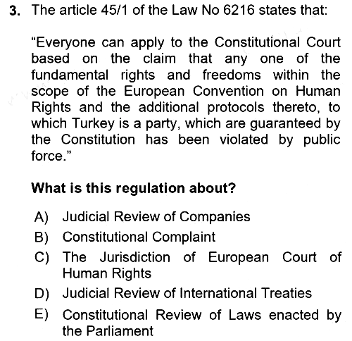 Introduction to Law 2017-2018 Dönem Sonu Sınavı - 3. soru