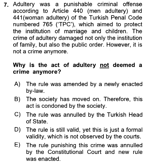 Introduction to Law 2017-2018 Dönem Sonu Sınavı - 7. soru