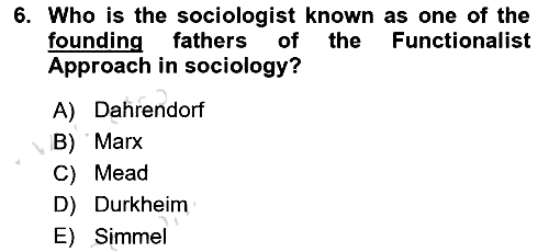 Introduction to Sociology 2017-2018 Ara Sınav - 6. soru