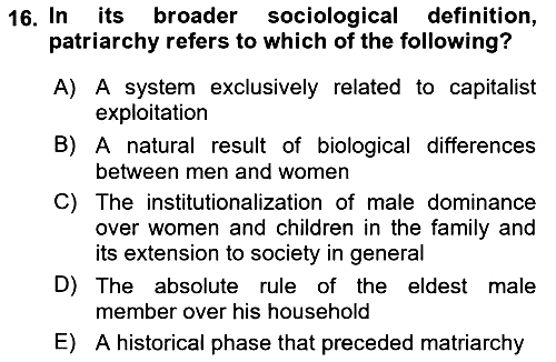 Introduction to Sociology 2025-2026 Dönem Sonu Sınavı - 16. soru