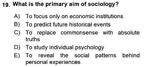 Introduction to Sociology 2025-2026 Dönem Sonu Sınavı - 19. soru