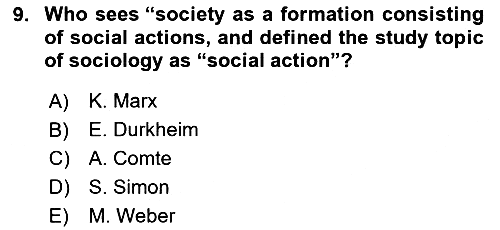Introduction to Sociology 2024-2025 Yaz Okulu Sınavı - 9. soru