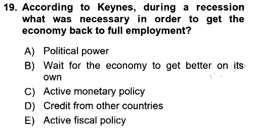 Macroeconomic Theory 2024-2025 Dönem Sonu Sınavı - 19. soru