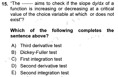 Mathematical Economics 2023-2024 Dönem Sonu Sınavı - 15. soru