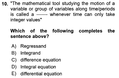 Mathematical Economics 2024-2025 Dönem Sonu Sınavı - 10. soru