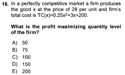 Mathematical Economics 2024-2025 Dönem Sonu Sınavı - 16. soru