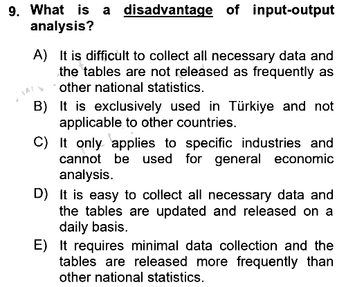 Mathematical Economics 2025-2026 Dönem Sonu Sınavı - 9. soru