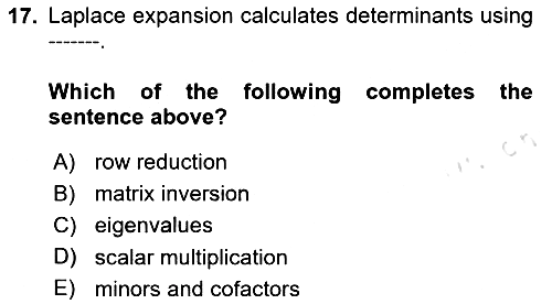 Mathematical Economics 2024-2025 Yaz Okulu Sınavı - 17. soru