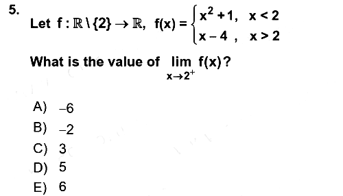 Mathematics 1 2017-2018 Dönem Sonu Sınavı - 5. soru