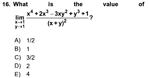 Mathematics 1 2017-2018 Dönem Sonu Sınavı - 16. soru