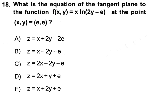 Mathematics 1 2018-2019 Dönem Sonu Sınavı - 18. soru