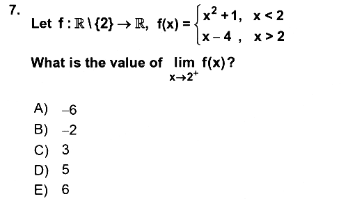 Mathematics 1 2019-2020 Dönem Sonu Sınavı - 7. soru