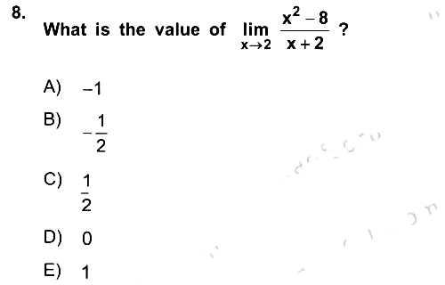 Mathematics 1 2019-2020 Dönem Sonu Sınavı - 8. soru