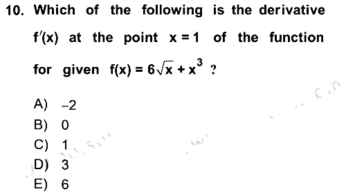 Mathematics 1 2021-2022 Dönem Sonu Sınavı - 10. soru
