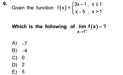 Mathematics 1 2023-2024 Dönem Sonu Sınavı - 6. soru