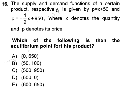 Mathematics 1 2023-2024 Dönem Sonu Sınavı - 16. soru