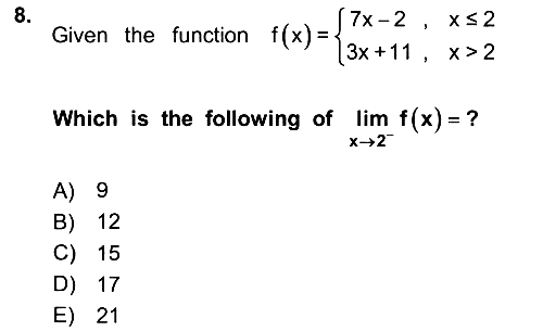 Mathematics 1 2024-2025 Dönem Sonu Sınavı - 8. soru