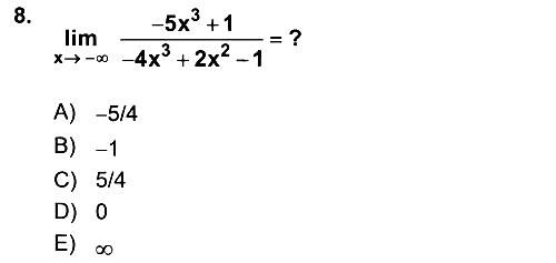Mathematics 1 2025-2026 Dönem Sonu Sınavı - 8. soru