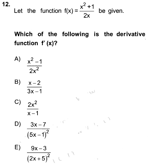 Mathematics 1 2025-2026 Dönem Sonu Sınavı - 12. soru