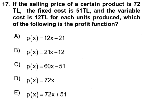 Mathematics 1 2025-2026 Dönem Sonu Sınavı - 17. soru