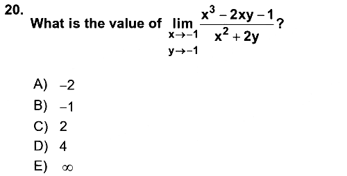 Mathematics 1 2020-2021 Yaz Okulu Sınavı - 20. soru