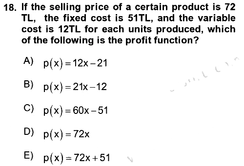 Mathematics 1 2021-2022 Yaz Okulu Sınavı - 18. soru