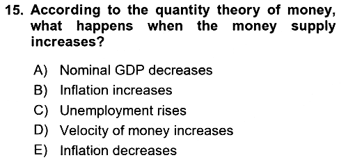Monetary Theory and Policy 2025-2026 Ara Sınav - 15. soru