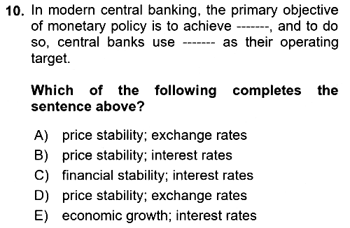 Monetary Theory and Policy 2023-2024 Dönem Sonu Sınavı - 10. soru