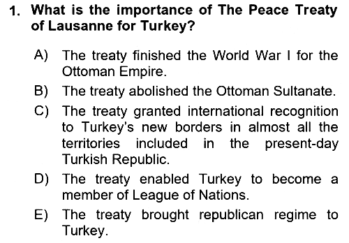 Principles Of Ataturk And The History Of Turkish Revolution 2 2021-2022 Ara Sınav - 1. soru
