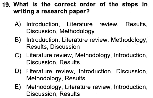 Research Methods 2018-2019 Dönem Sonu Sınavı - 19. soru