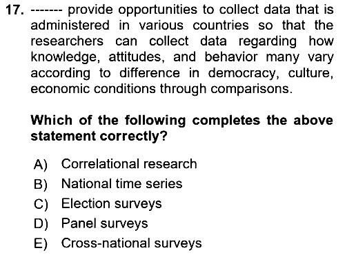 Research Methods 2023-2024 Yaz Okulu Sınavı - 17. soru