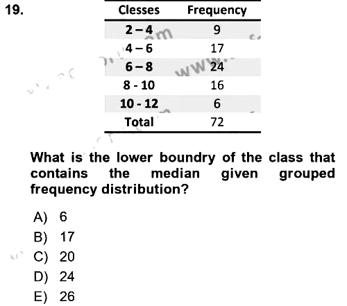 Statistics 1 2019-2020 Ara Sınav - 19. soru