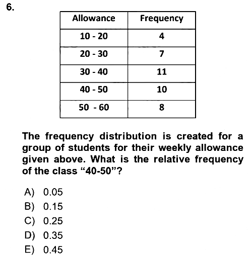 Statistics 1 2023-2024 Ara Sınav - 6. soru