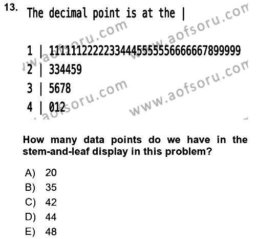 Statistics 1 2025-2026 Ara Sınav - 13. soru