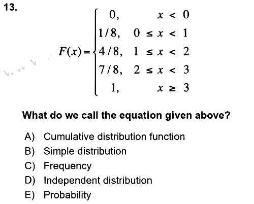 Statistics 1 2024-2025 Dönem Sonu Sınavı - 13. soru