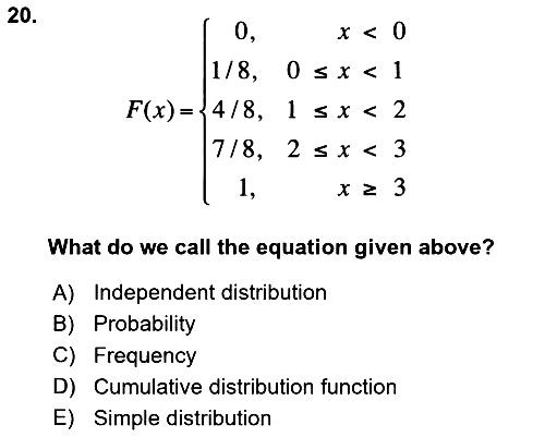 Statistics 1 2023-2024 Yaz Okulu Sınavı - 20. soru