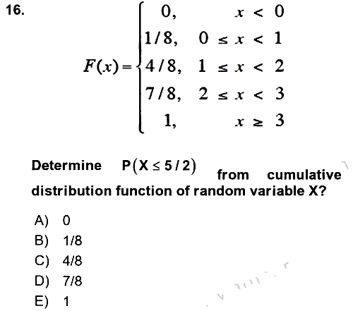 Statistics 1 2024-2025 Yaz Okulu Sınavı - 16. soru