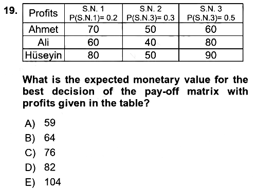 Statistics 2 2018-2019 Dönem Sonu Sınavı - 19. soru