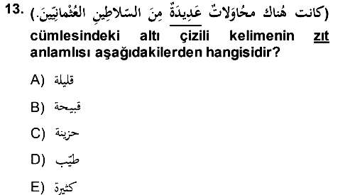 Arapça 1 2013-2014 Ara Sınav - 13. soru
