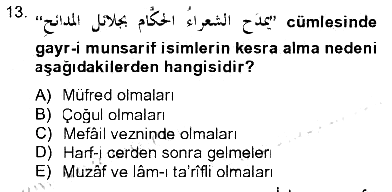 Arapça 4 2012-2013 Tek Ders Sınavı - 13. soru