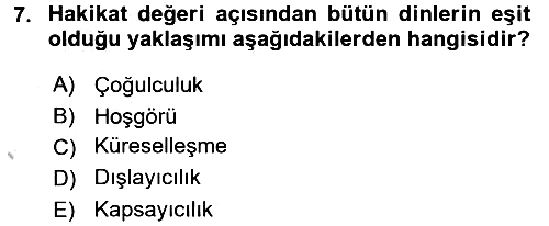 Din Eğitimi ve Din Hizmetlerinde Rehberlik 2016-2017 3 Ders Sınavı - 7. soru