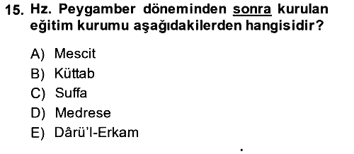 Din Eğitimi ve Din Hizmetlerinde Rehberlik 2014-2015 Ara Sınav - 15. soru