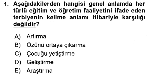 Din Eğitimi ve Din Hizmetlerinde Rehberlik 2016-2017 Ara Sınav - 1. soru