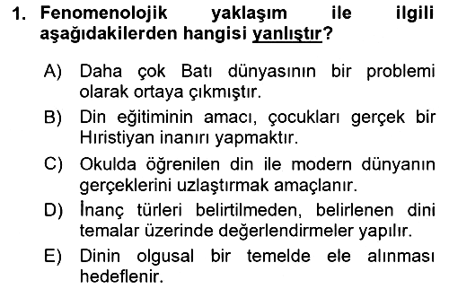 Din Eğitimi ve Din Hizmetlerinde Rehberlik 2023-2024 Ara Sınav - 1. soru